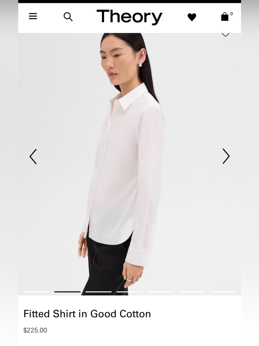 Theory long sleeve shirt featuring a button-down front and relaxed collar.